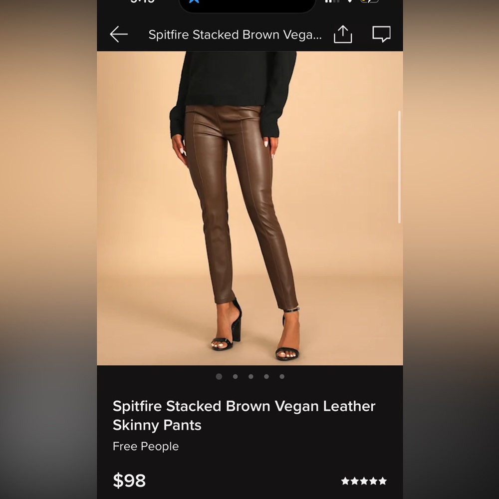 We The Free Brown Vegan Leather Skinny Pants